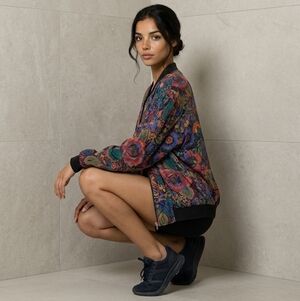 Vintage RIDE Colorful Floral Women's Bomber Jacket